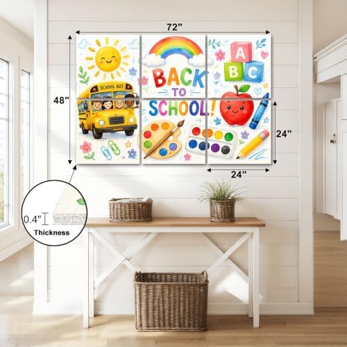 6 Pack Art Acoustic Panels Sound Absorbing Back to School School Bus Art Supplies Rainbow Elements Decorative Soundproof Wall Panels Self Adhesive for Home Recording Studios 72"x48"