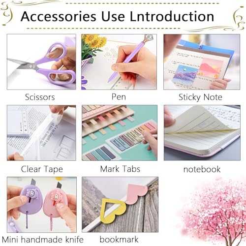 Office Supplies,Desk Accessories,Stapler and Tape Dispenser Set,1000 Staples,Staple Remover,Pen Holder,Folding Phone Holder,Journal Notebook,Ballpoint Pen,Scissor,Ruler,Clear Tape,Sticky Notes,Ect