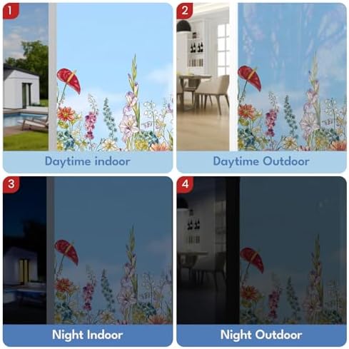 ADD.HERES Stained Glass Window Film, Window Film Decorative, 17.5 x 78.7 in