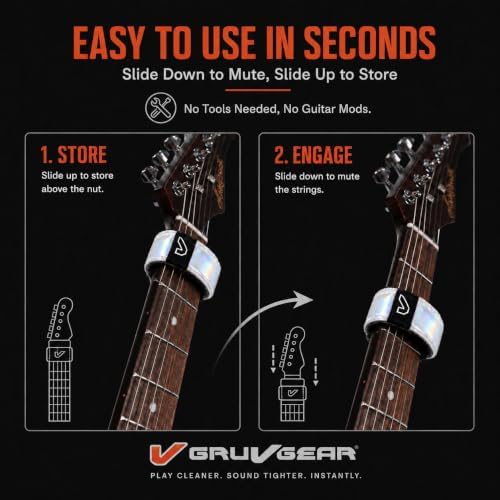 Gruv Gear Fret Wrap Guitar Mute Bubby Lewis FretWrap for Electric, Acoustic & Bass, String Dampener for Recording, Tapping & Practice, Fits 7-12 String Bass (1 Pack Extra Large Iridescent)