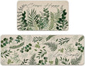 Green Eucalyptus Leaves Botanical Kitchen Rugs Set of 2