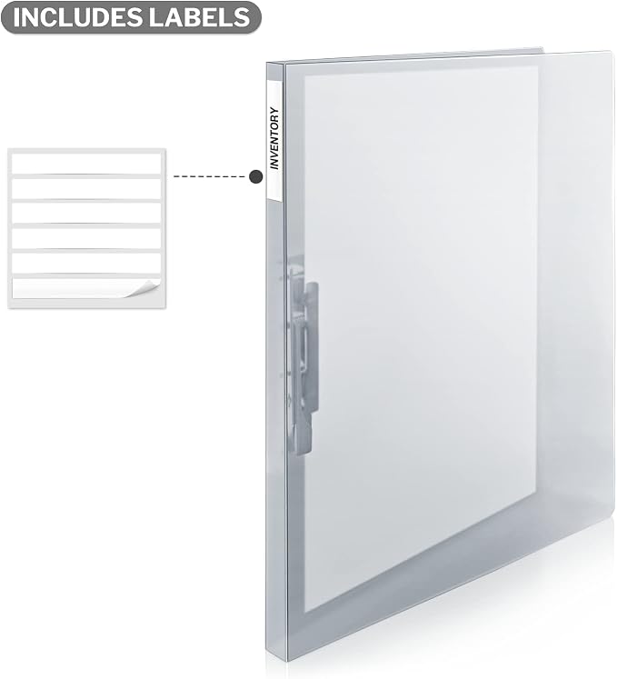 CRANBURY Punchless Clamp Binder, Ringless 8.5x11 Folder, Gray, 4-Pack | Holds 100 Letter-Size Pages, Strong Metal Clip, Transparent Acid-Free Poly, Ideal for Home, Office & School