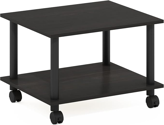 Furinno Econ Home Office Under Desk CPU and Printer Stand with Wheels, Espresso/Black