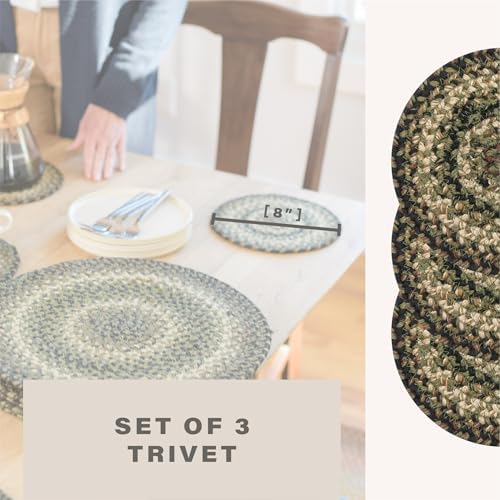 Homespice Pinecone Braided Trivets Ideal as Hot Pads, Round 8" Set of 3