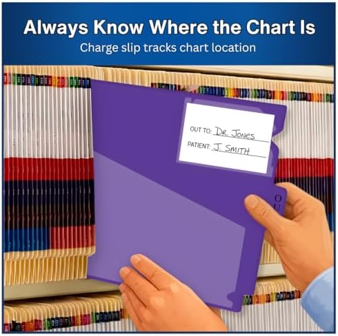 Doctor Stuff - Center Tab Vinyl Outguides, Diagonal Cut Front Pocket, Top Charge Out Slip Pocket, Plastic File Folder, Letter Size 9" x 13-1/4", Purple, 50/Box
