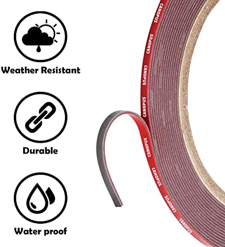 CANOPUS Double Sided Tape, 5952 Heavy Duty Mounting Tape, Strong Bond & Weatherproof Seal Strip for Automotive Mounting, Picture and Photo Frame, Poster, Craft, 0.125 in x 15 ft, Black, Made in USA