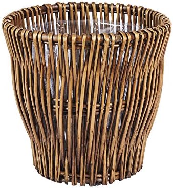 Household Essentials Small Reed Willow Waste Basket, Handwoven Basket with Removable Liner, Attractive Alternative to Plastic or Metal Cans, Brown