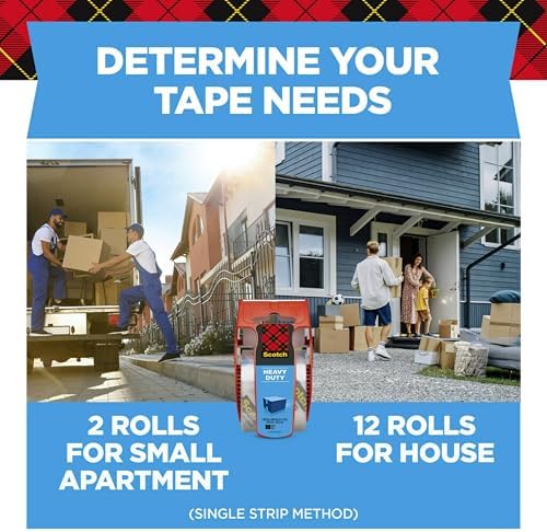 Scotch Heavy Duty Shipping Packaging Tape, 1 Roll with Dispenser, 1.88" x 22.2 Yards, 1.5" Core, Great for Packing, Shipping & Moving, Clear (142)