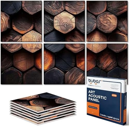 BUBOS 6 Pack Art Acoustic Wall Panels,70.8”x47.2”Self Adhesive for Home Decor