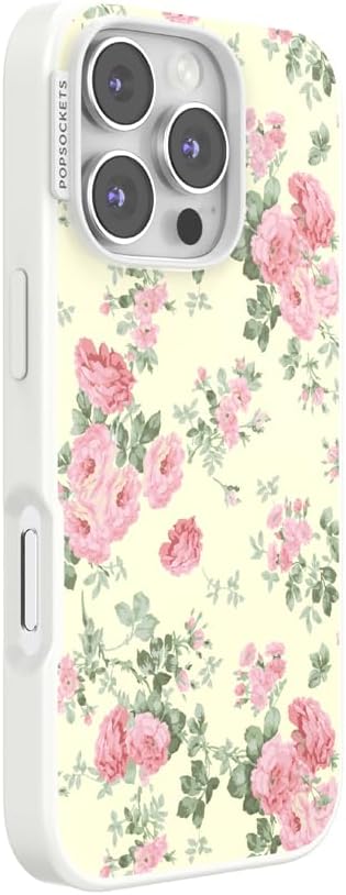 PopSockets iPhone 16 Pro Phone Case with MagSafe- Cottage Tutu | Magnetic, Wireless Charging, Camera & Drop Protection, Yellow, Butter, Flower, Floral