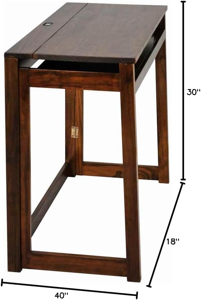 Casual Home Folding Desk with Pull-Out & USB Ports