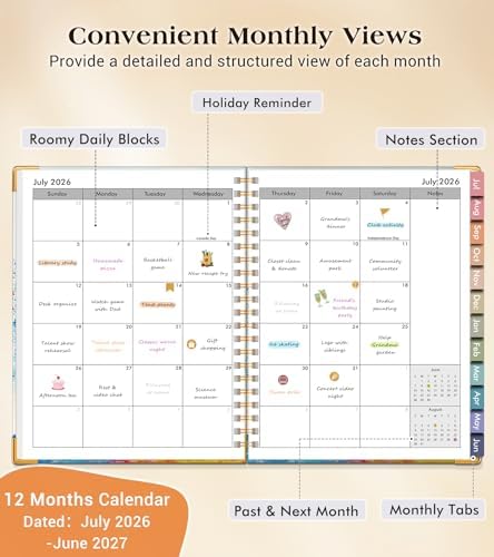 Academic Planner 2026-2027, Hardcover Weekly and Monthly Calendar Planner from July 2026 - June 2027, 6.1" x 8.2" A5 Daily Agenda with Tabs, College School Organizer for Student Teacher, The Tree of Life in Oils