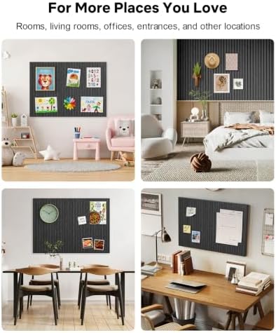 48" x 36" Large Cork Bulletin Board Tiles, Peel and Stick Felt Wall Panels for Vision, Message Center, Picture and Prayer Board for Office, Dorm, Room and Desk Decor(Charcoal Gray)