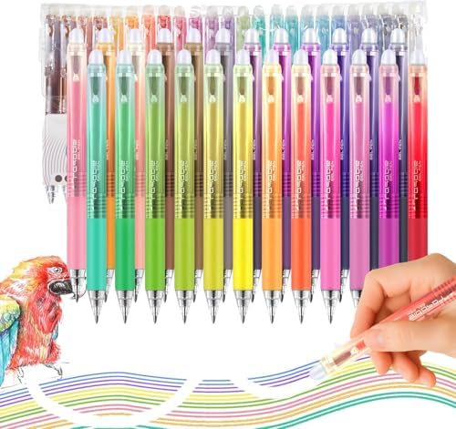 36 Colors Erasable Gel Pens, 2025 Upgraded Retractable Colored Pen with Fine 0.7mm Tip, Multi Color Nurse pens, Erasable Pens Multicolor for Office, School Supplies (24 colors)