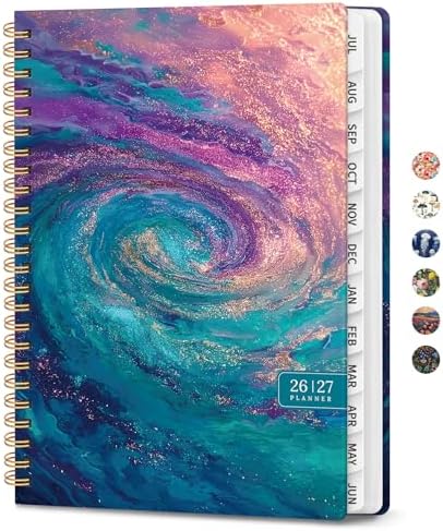 Large Planner 2026-2027, A4 (8.5" x 11") Hardcover Weekly & Monthly Planner July 2026 - June 2027 with Monthly Tabs, Academic Planner for School, Work and Office, Galaxy Flow