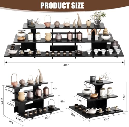 3 Tier Vendor Display Stand, Black PVC Shelves for Craft Fairs & Markets