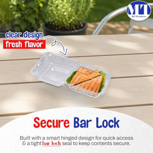 MT Products Clear Cake Slice Container 5" x 5" x 2.75" - To go Square Plastic Container (Pack of 10) - Made in the USA