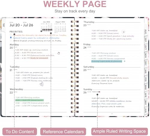 Planner 2026-2027, Weekly and Monthly Academic Planner, July 2026 - June 2027, Hardcover Calendar Agenda Book for School Year Planning, School Supplies for Teacher and Student, A5(6.3'' x 8.5'')