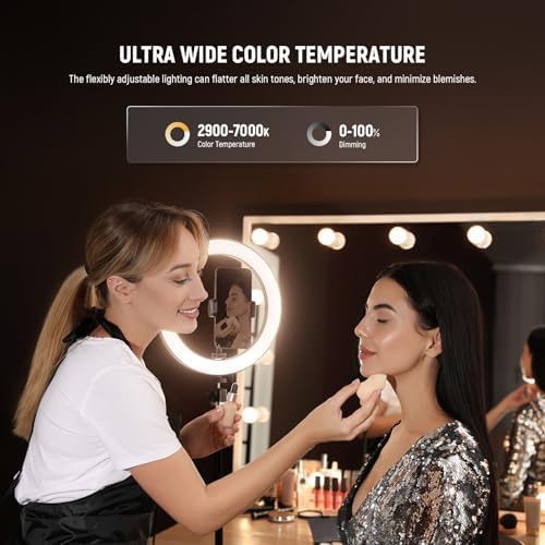 NEEWER 10" 20W High Power LED Ring Light for Phone with 71" Tripod Stand, Bi Color Ringlight, Phone Holder Compatible with iPhone for Video Recording Selfie Makeup Studio Live Streaming TikTok, RH10B