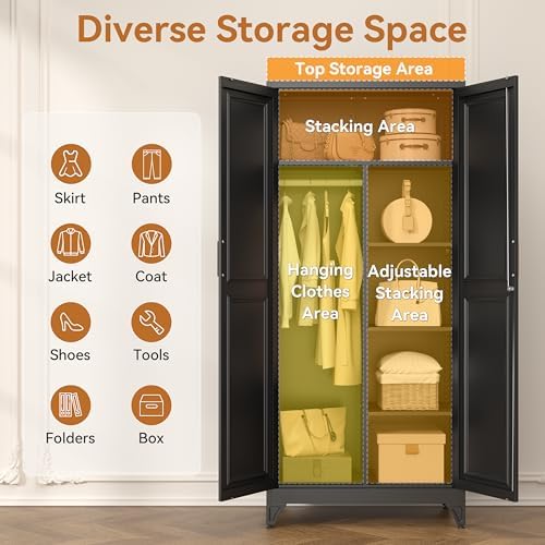 Polup 71" Tall Metal Armoire Wardrobe Closet with Lock