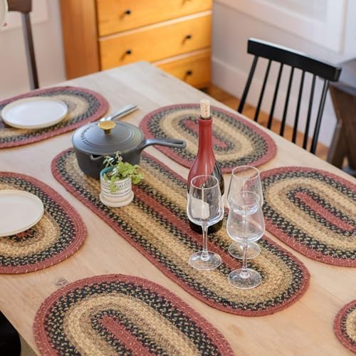 Homespice Highland Jute Braided Table Runner, Oval 8x28 Set of 2