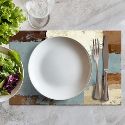 Batmerry Deep Grey Retro Oil Paint Placemats,Grey Abstract Oil Washable Linen Table Mats for Kitchen Table Double Insulation Decor Dining Set Indoor Outdoor 12X18 in Set of 4