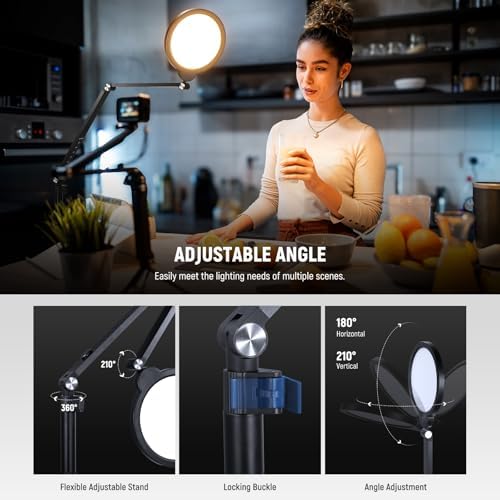 NEEWER Basics 18W 7" Desktop Ring Light with Stand for Desk, Video Conference Streaming Recording Makeup Selfie Computer Laptop Zoom Lighting, Full Screen LED Circle Ringlight with Arm & C Clamp, R18