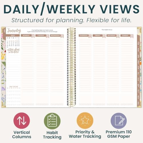bloom daily planners 2027 Hardcover Goal & Vision Planner (January - December 2027) - Monthly & Weekly Calendar Year Agenda Organizer - 7.5" x 9" - Garden Party