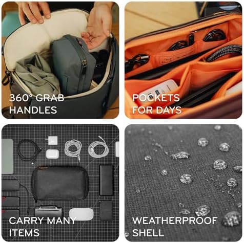 Peak Design Tech Pouch, Kelp, Electronics Organizer for Travel or Everyday Carry, Origami-Style Storage, Cable Pass-Through, Weatherproof Recycled Nylon, Gear Carry Bag for Men and Women