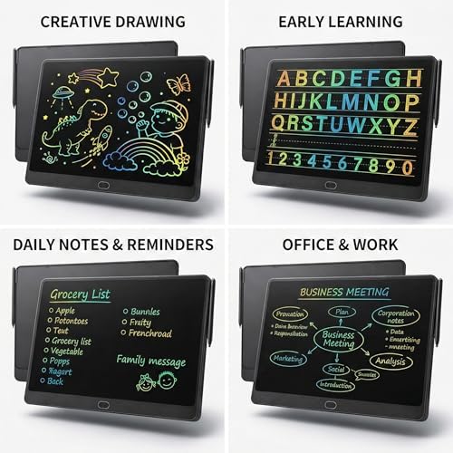 16 Inch LCD Writing Tablet 2 Pack, Large Electronic Notepad Reusable Digital Memo Board Erasabl Tablet(Black)