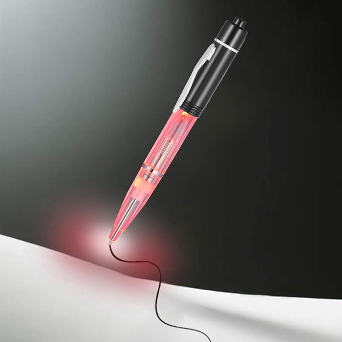 Penyeah Light Up Pen, Black Led Pens With Light for Writing in Dark Places, 0.7mm, Black Ink Ballpoint Pens For School/Camping/Events - White/Red/Green/Blue (Pack of 4)