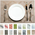 Placemats Set of 12 Vinyl/Plastic Woven Place Mats for Kitchen Table Indoor/Outdoor Washable Placemat Wipeable Dining Table Mats (Dark Brown Clover,12)