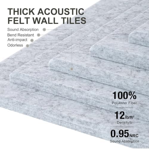 Felt Wall Tiles Bulletin Board Large Cork Board Alternative 6 Pack 11.81”x11.81”x0.47” Felt Pin Board Tack Board with Safe Removable Adhesive Tabs for Home Office School 36x24 (Silver Grey)
