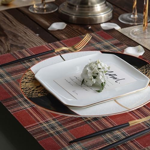 ALAZA Red Plaid Tartan Set of 4 Placemats Rectangle Table Mat for Dining Table Restaurant Kitchen Home Decor, 12" x 18"