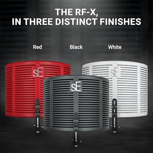 sE Electronics RF-X Reflexion Filter - Portable Microphone Isolation Shield for Recording Music, Podcasts & Voice-Overs - Four-Layer Acoustic Sound Shield for Home Recording Studio Equipment (White)