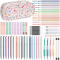 65PCS Aesthetic School Supplies Back to School Supplies Cute Stationary Set | College Essentials Kit with Pencil Case, Pastel Highlighters Gel Pens Mechanical Pencil Set 0.5 0.7 & 2.0mm for Student Girls