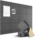 Large Felt Bulletin Board 48" x 36" Self Adhesive Cork Board Alternative 12 Pack Felt Wall Tiles Cork Boards For Walls Thick Slat Wall Panels For Home Office Classroom Decor Pin Board-Black