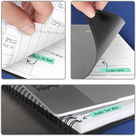 AT-A-GLANCE Planner 2026-2027 Weekly Academic 14-Month July-August, Quarter-Hourly Appointment Book, 7" x 8-3/4", Black (7095805)