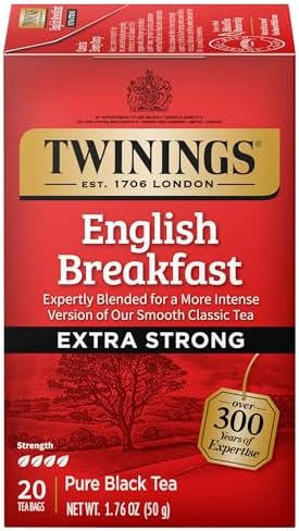 Twinings Extra Strong English Breakfast Black Tea Bags, 20 CT (1 Pack)