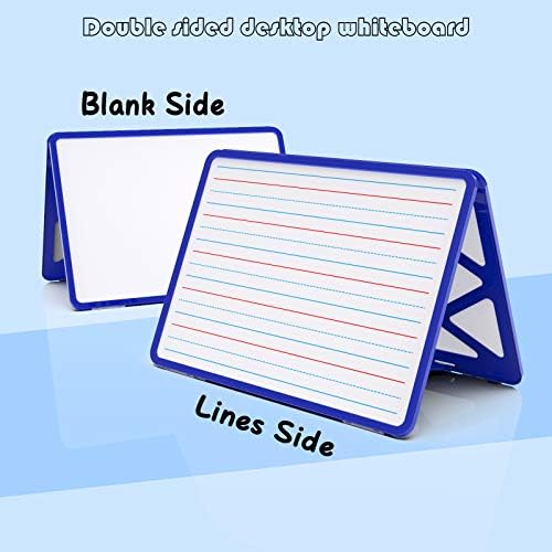 Small Dry Erase White Board with Stand, Double Sided Dry Erase Board for Kids, Foldable Small White Board Portable Mini Whiteboard with Lines & Holder for Home School Office