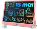 TEKFUN 15 Inch LCD Writing Tablet for Girls Ages 3–12, Large Drawing Tablet for Kids, Screen-Free Writing Pad for Learning Quiet Time, Creative Christmas Gift for 3 4 5 6 7 8 Year Old Girl (Pink)