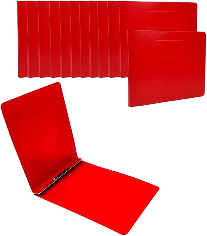 Fiberboard Binder,Sheet Size 8.5 x 11 Inches with Metal Prong Top Fastener with Compressor 2.75 Inch Centers, 2 Inch Capacity for Pressboard Report Cover,12 per Box (Red)
