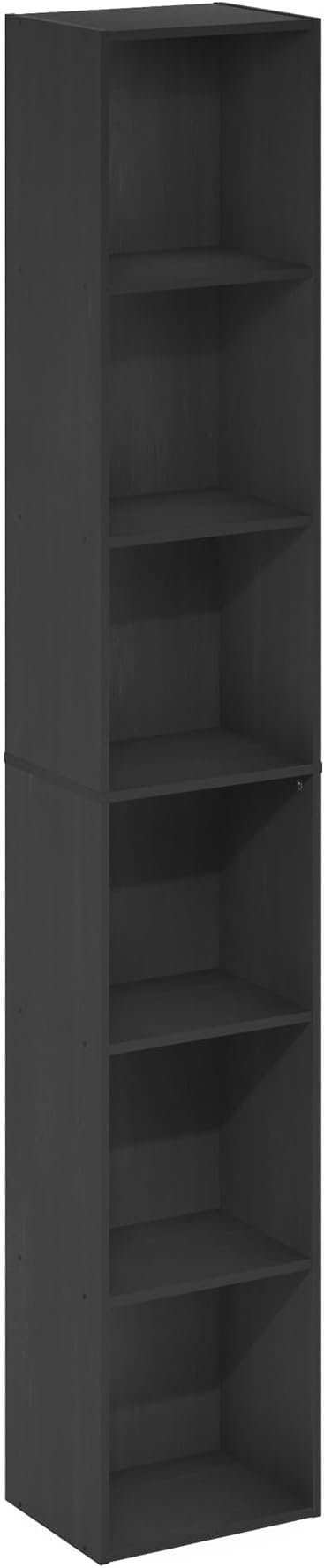 Furinno LUDER Book Shelf, 6-Tier Tall Modern Bookshelf, Bookcase with Open Shelves, 9.3 x 12 x 71, for Living Room, Bedroom, Home Office, Blackwood