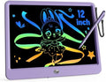KOKODI 12 Inch LCD Writing Tablet with Anti-Lost Stylus Erasable Doodle Board Colorful Toddler Drawing Pad Car Travel School Games Toys for 3 4 5 6 7 8 Kids Birthday Gift for Girls Boys Adults Purple