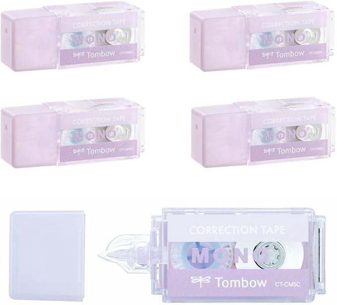 Tombow CT-CM5C90-5P Mono Mono Pocket Correction Tape, Tape Width 0.2 inches (5 mm) x 13.1 ft (4 m), Purple, 5 Pieces