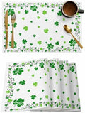 St. Patrick's Day Placemats Set of 4, Green Shamrock Irish Clover Heat Resistant Washable Dining Table Mats Seasonal Spring Holiday Farmhouse Decor for Kitchen&Table Linens Outdoor Indoor