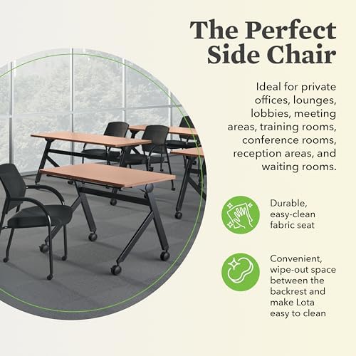 HON Lota Guest Chair with Arms and Wheels, Mesh Office Chairs, Black
