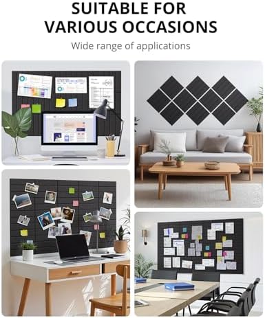 Cork Board, 36''x24'' Felt Bulletin Board with Self Adhesive Black