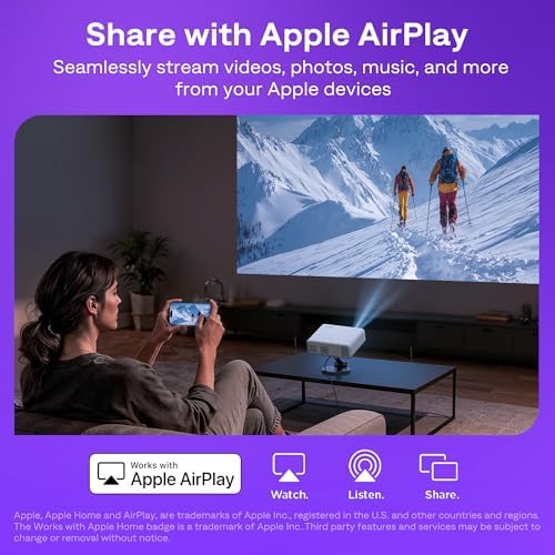 Aurzen Roku TV D1R Smart Portable Outdoor Projector with WiFi and Bluetooth
