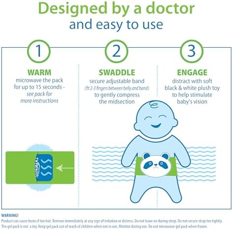 Dr. Brown's Infant Gripebelt Heated Belly Band,Soothe Baby's Tummy with Gentle Warmth and Compression,Panda,0m+,(Pack of 6)